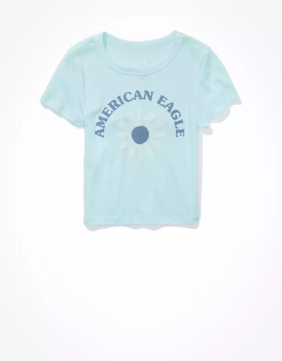 T Shirts American Eagle AE Hey Baby Tee Turquoise Clair Femme | UEL-75728034